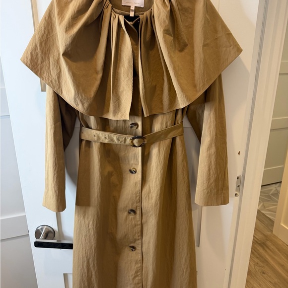 NWT Rebecca Taylor Runway Caped Cotton Trench Coat - Tan/Almond Size M NWOT - Picture 9 of 9